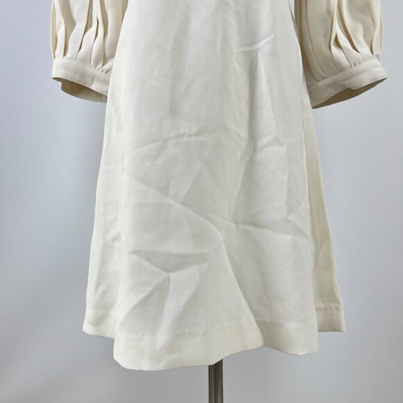$655 NWT SEE BY CHLOÉ Embroidery Mini Dress Cream Size 40 Pleated Sleeves - Picture 4 of 13